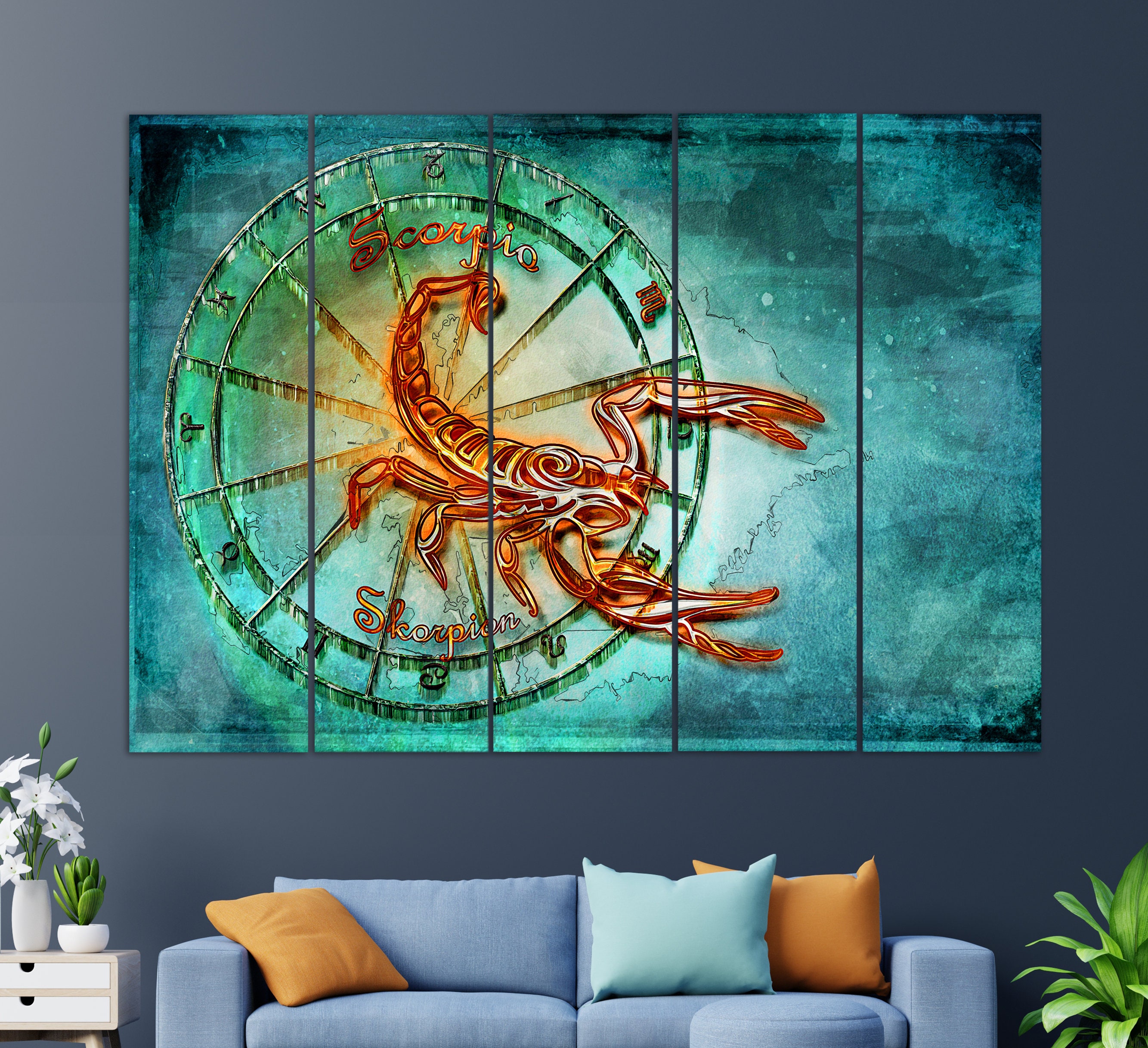 Skorpion Zeichen Leinwand Druck, Sternzeichen Wandkunst, Astrologie  Wandkunst, Skorpion Geschenk, Sternzeichen Wand-Dekor, Sternzeichen Leinwand  Kunst