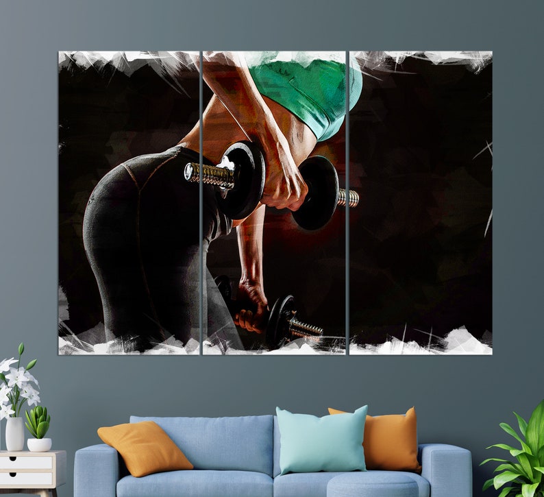 Gym Wall Decor Girl Fitness Wall Art Fitness Canvas Print Etsy