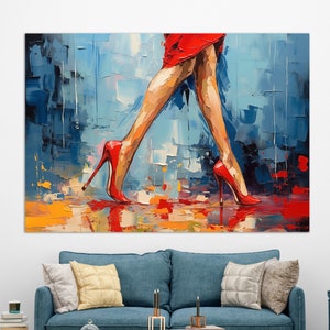 Lady in Red Walking Painting, Business Lady Gift, Business Wall Art, Boss Woman Gift, Boss Office Decor