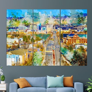 Abstract Boise Canvas Print, Boise Skyline, Boise Painting, Boise Wall Art