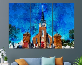 Église épiscopale Saint-Pierre, impression sur toile de Lewes, peinture de l'église de Lewes, art mural de Lewes