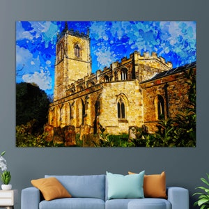 St Oswald&#39;s Church, Durham Canvas Print, Durham Church Painting, Durham Wall Art