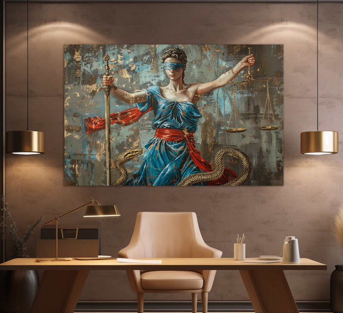 Lawyer Office Wall Decor, Lady Justice Canvas Print, Law Painting ...