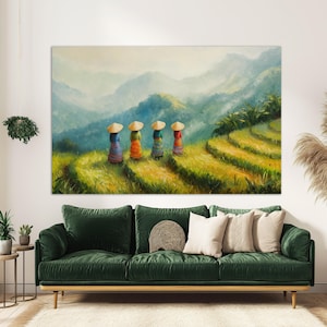 Abstrakte Reisfelder in Vietnam Malerei Leinwanddruck, asiatische Wandkunst, Vietnam Leinwandkunst, Vietnam Landschaft, Vietnam Natur Wandkunst