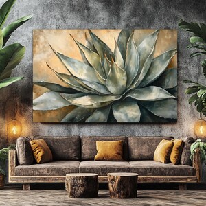 Agave Wandkunst, mexikanische Wanddekoration, rustikale Leinwand Wandkunst, Kaktus Wandkunst, Agave Leinwanddruck