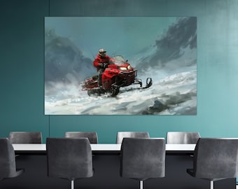 Snowmobiles Wall Art, Ski Doo Canvas Print, Snowmobile Painting, Snowmobile Instructor Gift
