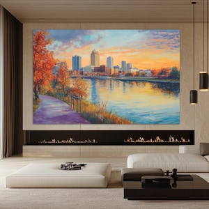 Rochester Canvas Print, Rochester Wall Art, Rochester Painting, Rochester Skyline