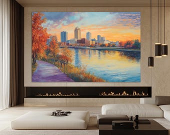 Rochester Canvas Print, Rochester Wall Art, Rochester Painting, Rochester Skyline