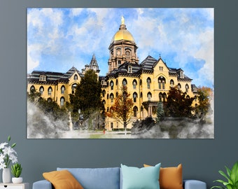 University of Notre Dame du Lac Canvas Print, Abstract Notre Dame University Painting, Notre Dame Wall Art