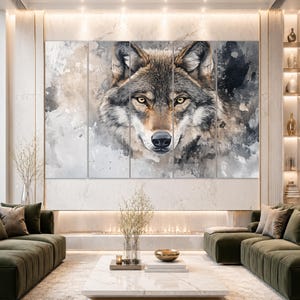 Large Wolf Painting Canvas Print, Abstract Wolf Painting, Wolf Canvas Print, Wolf Wall Art, Wolf Portrait, Wolf Poster image 3