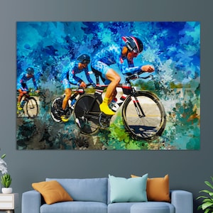 Cycling Canvas Print, Cycling Wall Art, Cycling Painting, Cycling Gift