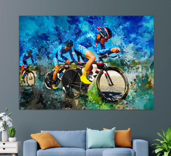 Cycling Canvas Print Cycling Wall Art Cycling Painting Cycling Gift Etsy UK