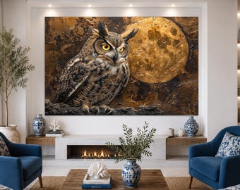 Eule Leinwand Druck, Eule Wandkunst, Eule Malerei, Eule Portrait Leinwand Kunst