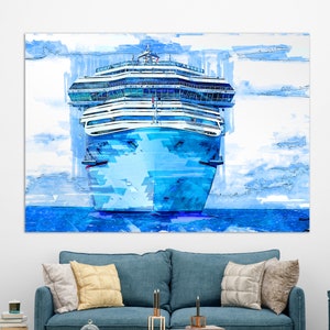 Cruise Ship Canvas Print, Cruise Ship Wall Art, Sailor Gift, Abstract Cruise Ship Painting Print