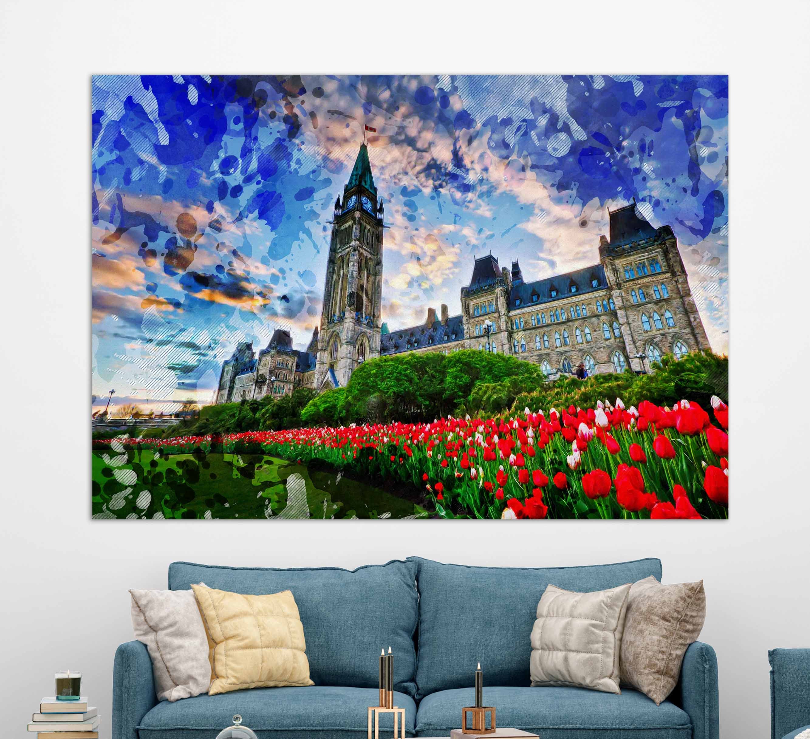 Parliament Hill, Ottawa Canvas Print, Canada Parliament Painting, Canada Wall Art