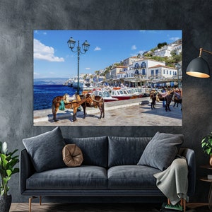 Hydra Island, Greece Canvas Print, Hydra Painting, Hydra Wall Art, Hydra Print