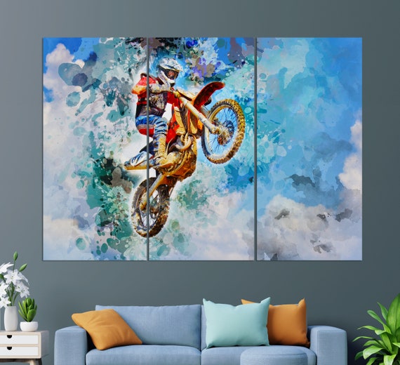 Dirt Bike Jump Canvas Print, Motocross Wall Art, Biker Gift