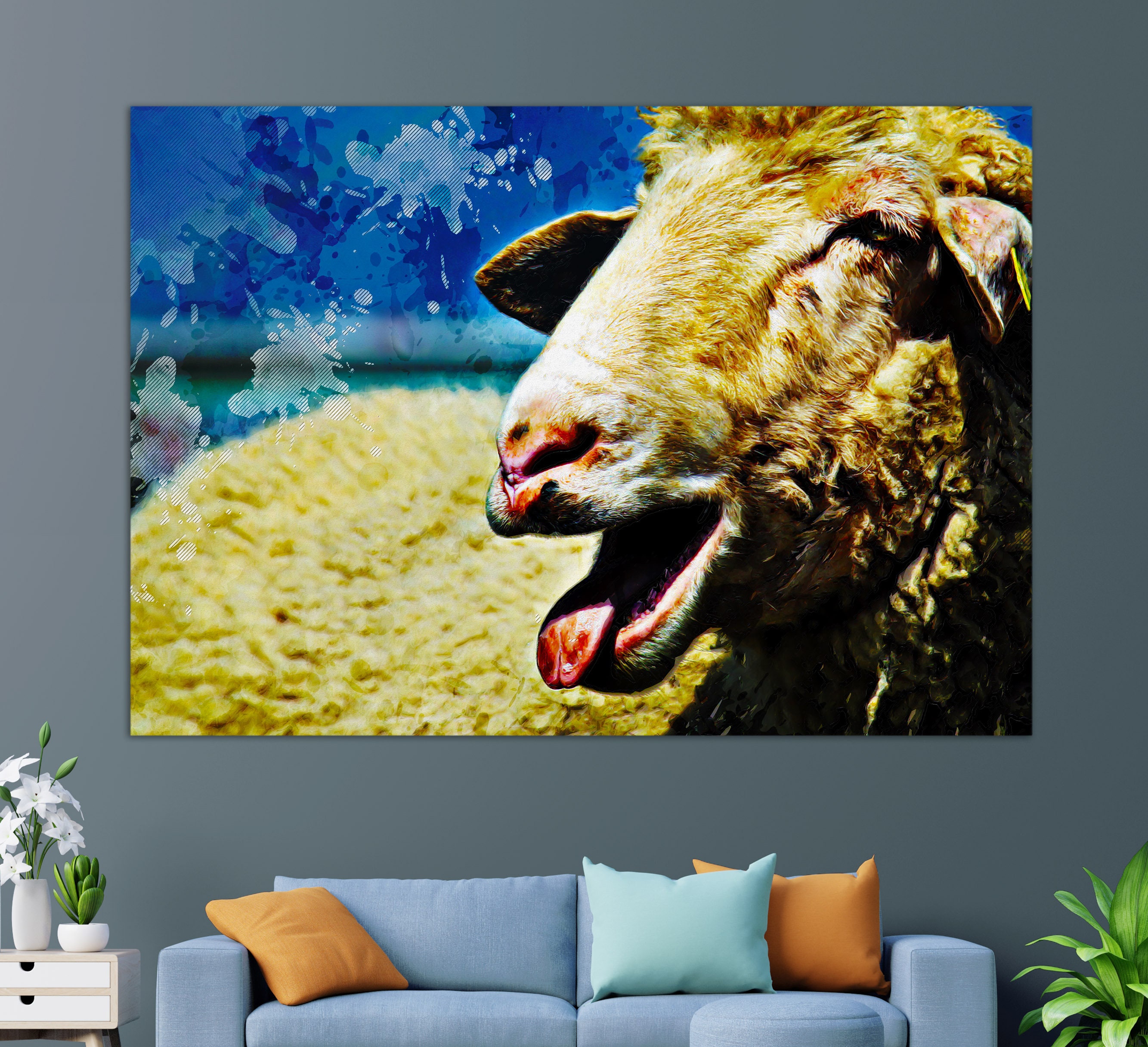 Sheep Canvas Print Sheep Painting Sheep Wall Art Sheep Etsy