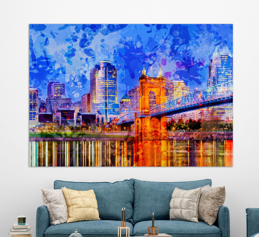 Cincinnati Canvas Print, Cincinnati Wall Art, Cincinnati Skyline