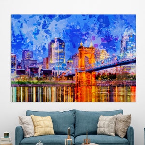 Cincinnati Canvas Print, Cincinnati Wall Art, Cincinnati Skyline, Cincinnati Painting