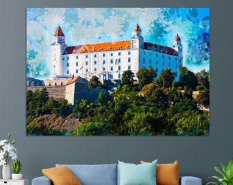 Bratislava Canvas Print, Abstract Bratislava Painting, Bratislava Wall Art, Slovakia Canvas Art