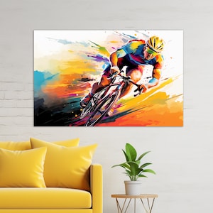 Abstract Cycling Canvas Print, Cycling Wall Art, Cycling Painting, Cycling Gift, Pop Art Cycling Poster