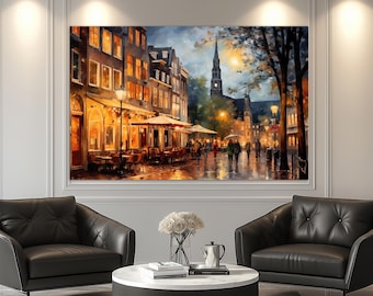 Vintage Utrecht Canvas Print, Utrecht Painting, Utrecht Wall Art, Netherlands Canvas Art
