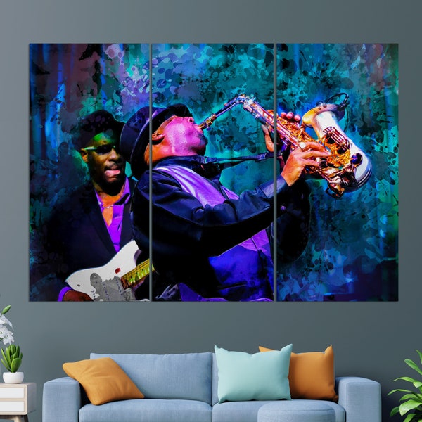Abstract Jazz Wall Art, Jazz Band Canvas Print, Jazz Band Painting, Jazz Gift, Jazz Club Wall Decor