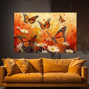 Butterflies Canvas Print, Butterfly Painting, Butterfly Wall Art, Butterfly Print