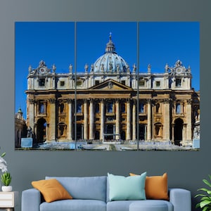 Papal Basilica of Saint Peter in the Vatican Canvas Print, Vatican Basilica Painting, Vatican Wall Art