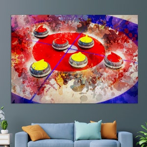 Curling Leinwanddruck, Abstrakte Curling Wandkunst, Curling Malerei, Curling Geschenk