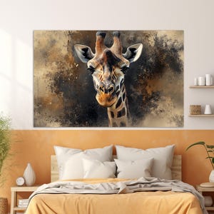 Abstract Giraffe Portrait Painting Canvas Print, Giraffes Wall Art, Animals Canvas Art, Safari Animals Poster