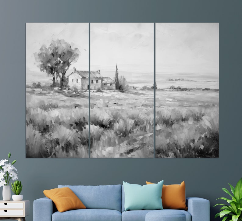 Lavender Field in Provence Painting Canvas PRINT, Provence Wall Art, Lavender Field Painting, Rustic Canvas Art image 5