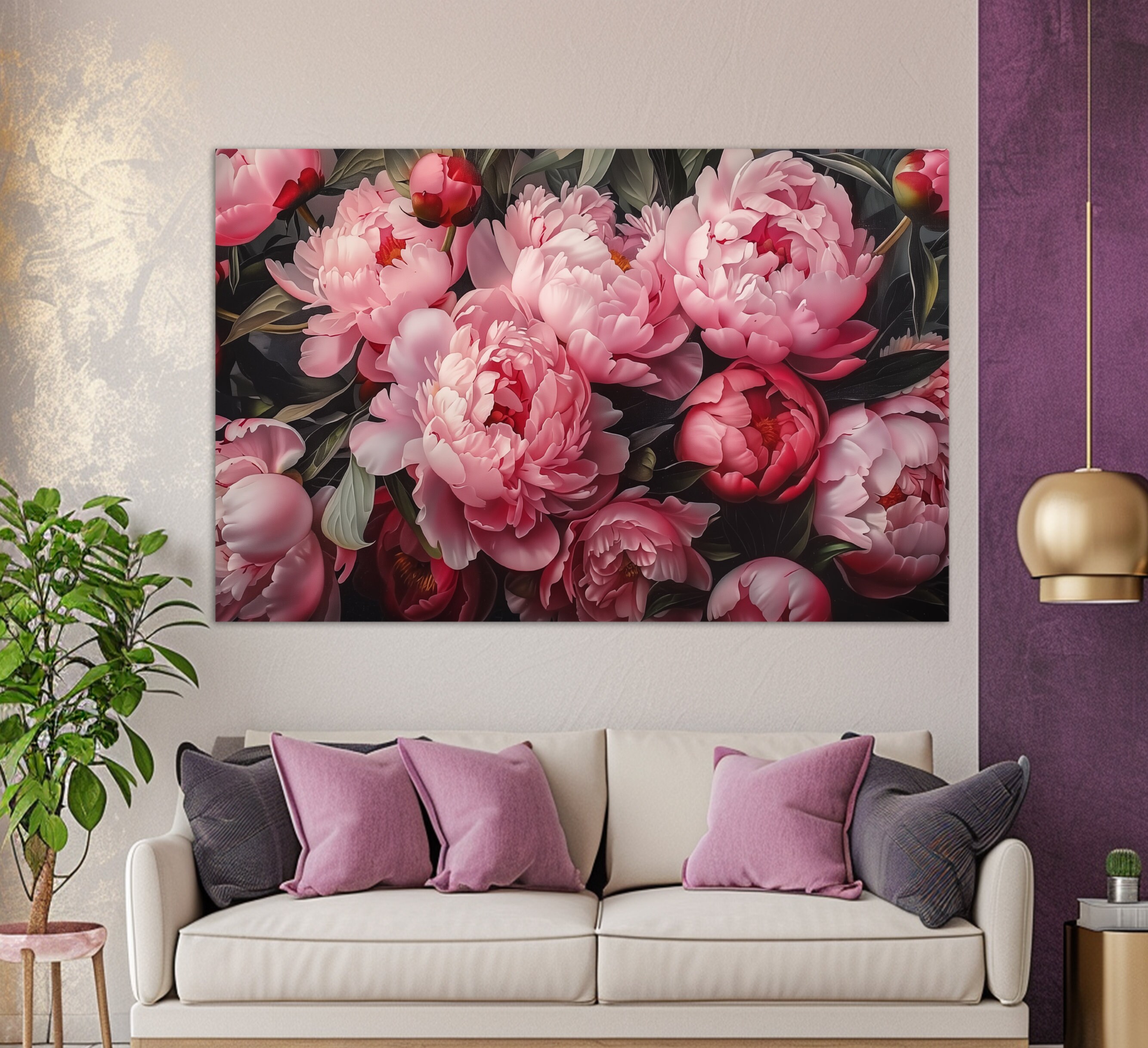 Floral Wall Art, Peony Canvas Print, Flowers Painting, Floral Wall ...