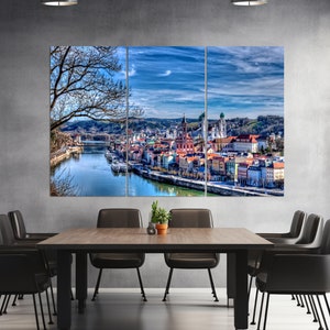 Passau Canvas Print, Passau Skyline, Passau Painting, Passau Wall Art, Germany Canvas Art