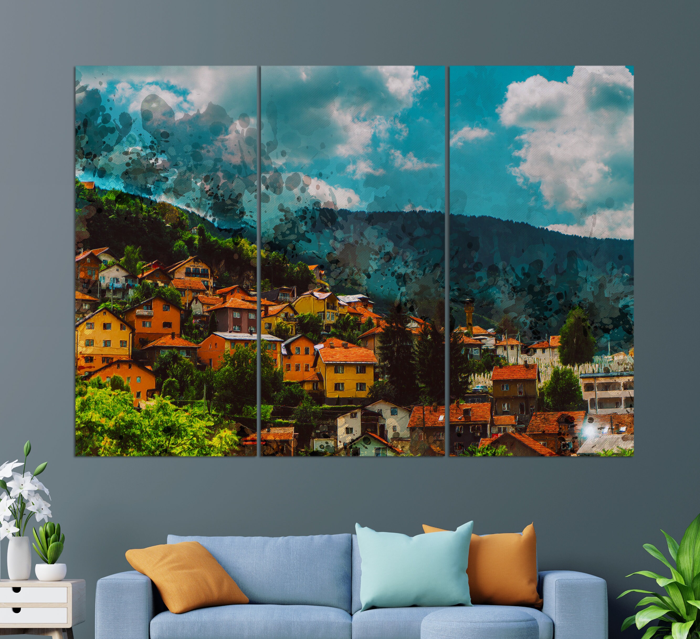 Sarajevo Skyline Sarajevo Wall Art Sarajevo Canvas Print Etsy UK