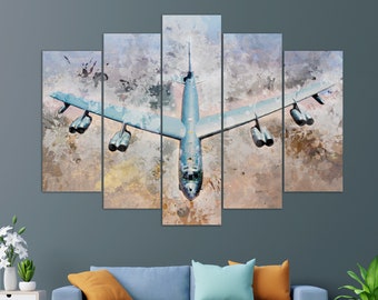 Boeing B-52 Stratofortress lienzo impresión, impresión de bombardero estratégico, aviones militares arte de pared, regalo piloto, B-52 impresión