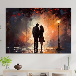 Romantic Wall Art, Couple in Love Canvas Print, Romantic Painting, Romantic Gift