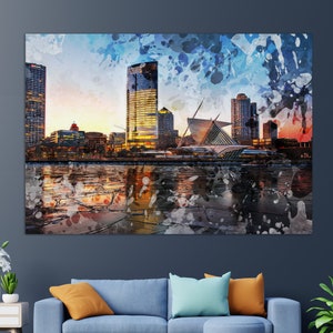 Milwaukee Skyline, Milwaukee Canvas Print, Milwaukee Painting, Milwaukee Wall Art