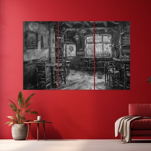 Irish Pub Vintage Painting Canvas Print, Pub Wall Art, Abstract Pub ...