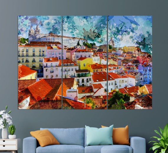 Lisbon Canvas Print, Lisbon Painting, Lisbon Wall Art, Portugal Canvas Art