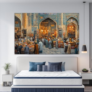 Persian Market Painting Canvas Print, Oriental Painting, Persian Wall Decor, Oriental Wall Art Print, Arabian Wall Art