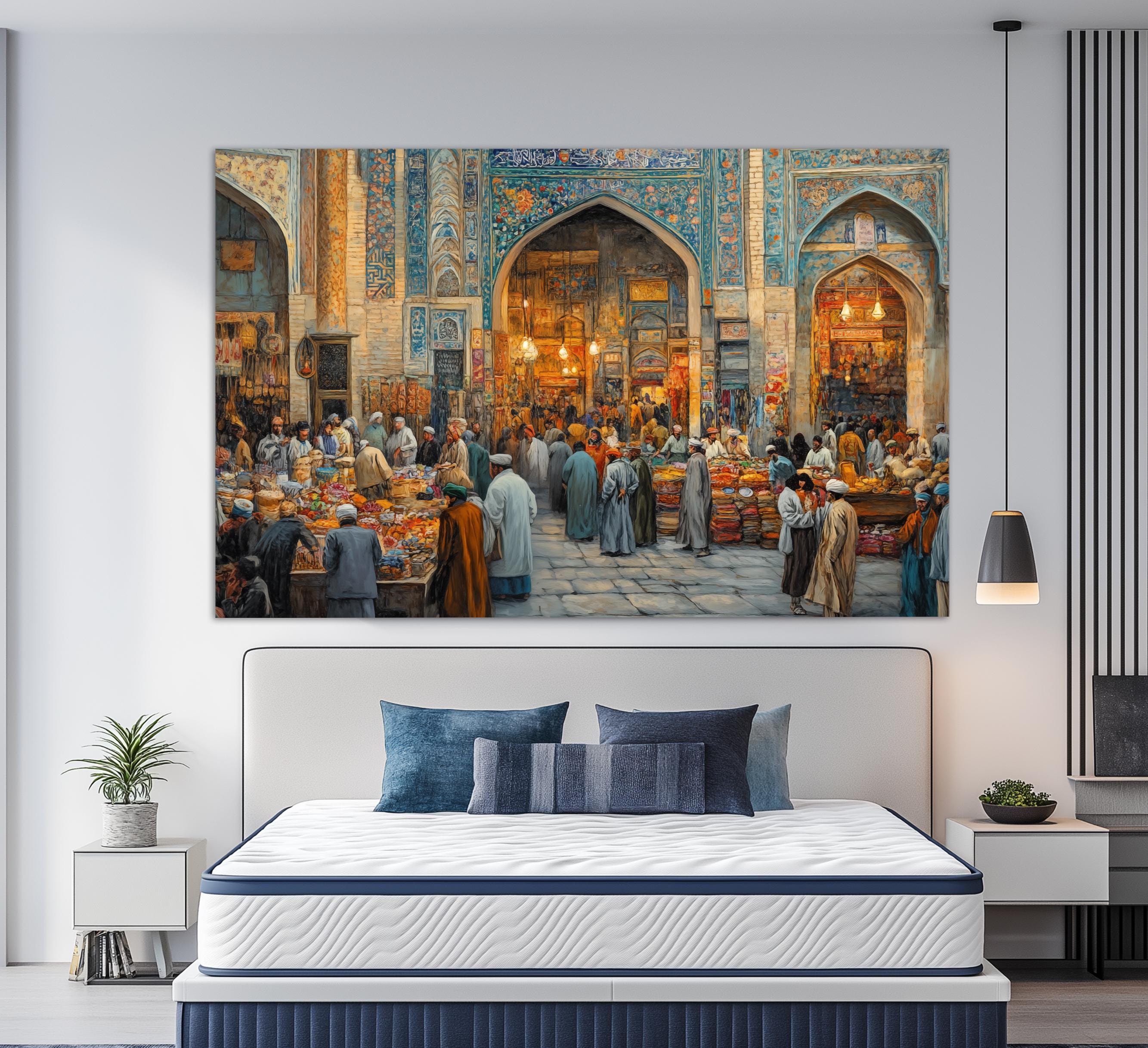 Persian Market Painting Canvas Print, Oriental Painting, Persian Wall Decor, Oriental Wall Art Print, Arabian Wall Art