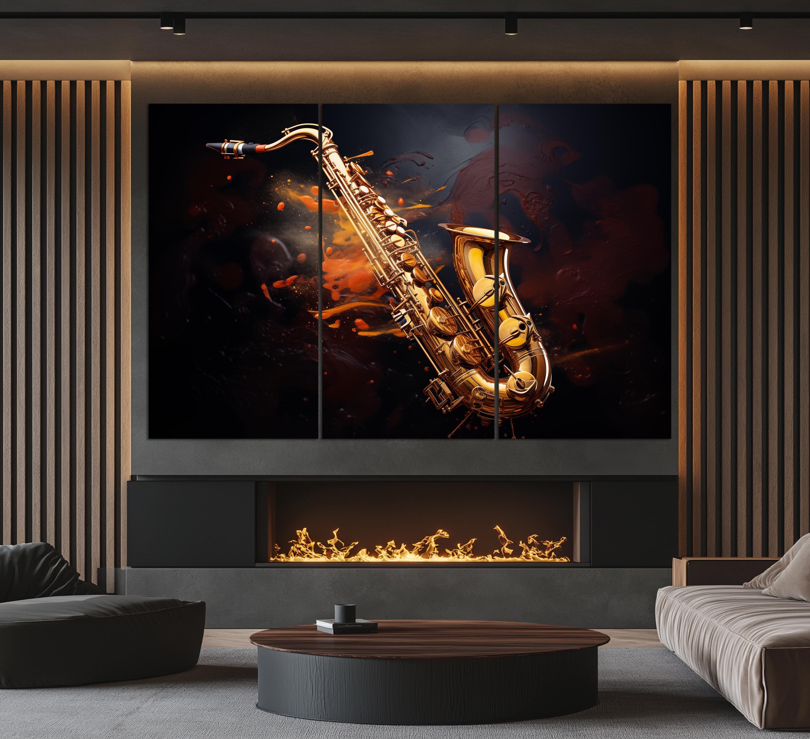 Abstract Saxophone Wall Art, Saxophone Canvas Print, Saxophone