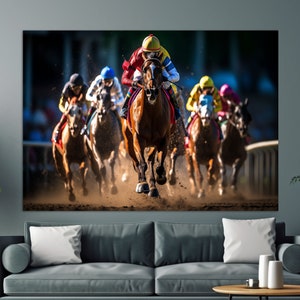 Horse Racing Canvas Print, Horse Racing Wall Art, Horse Racing Fan Gift