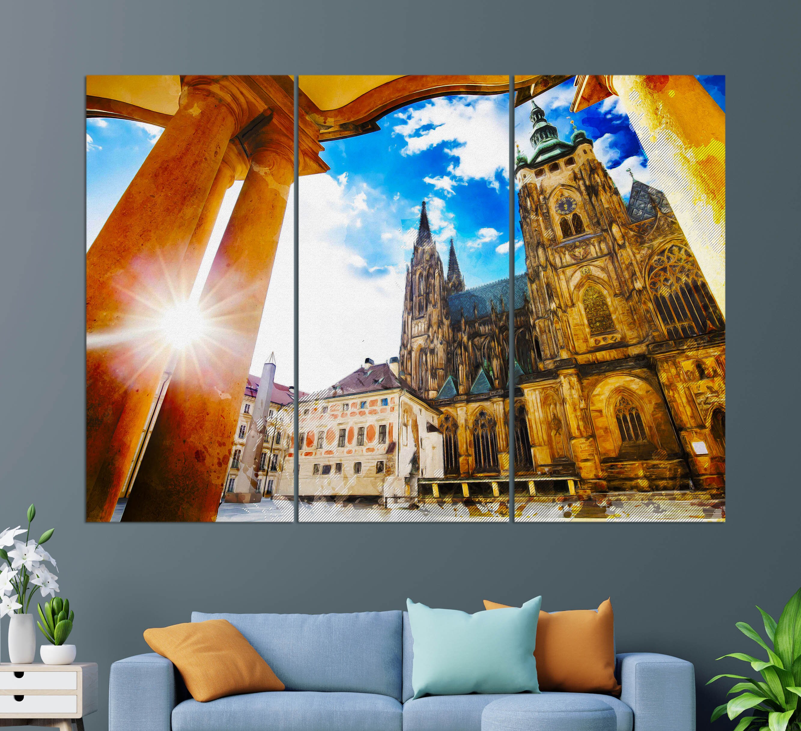 Prague Canvas Print Prague Painting Prague Downtown Prague Etsy UK