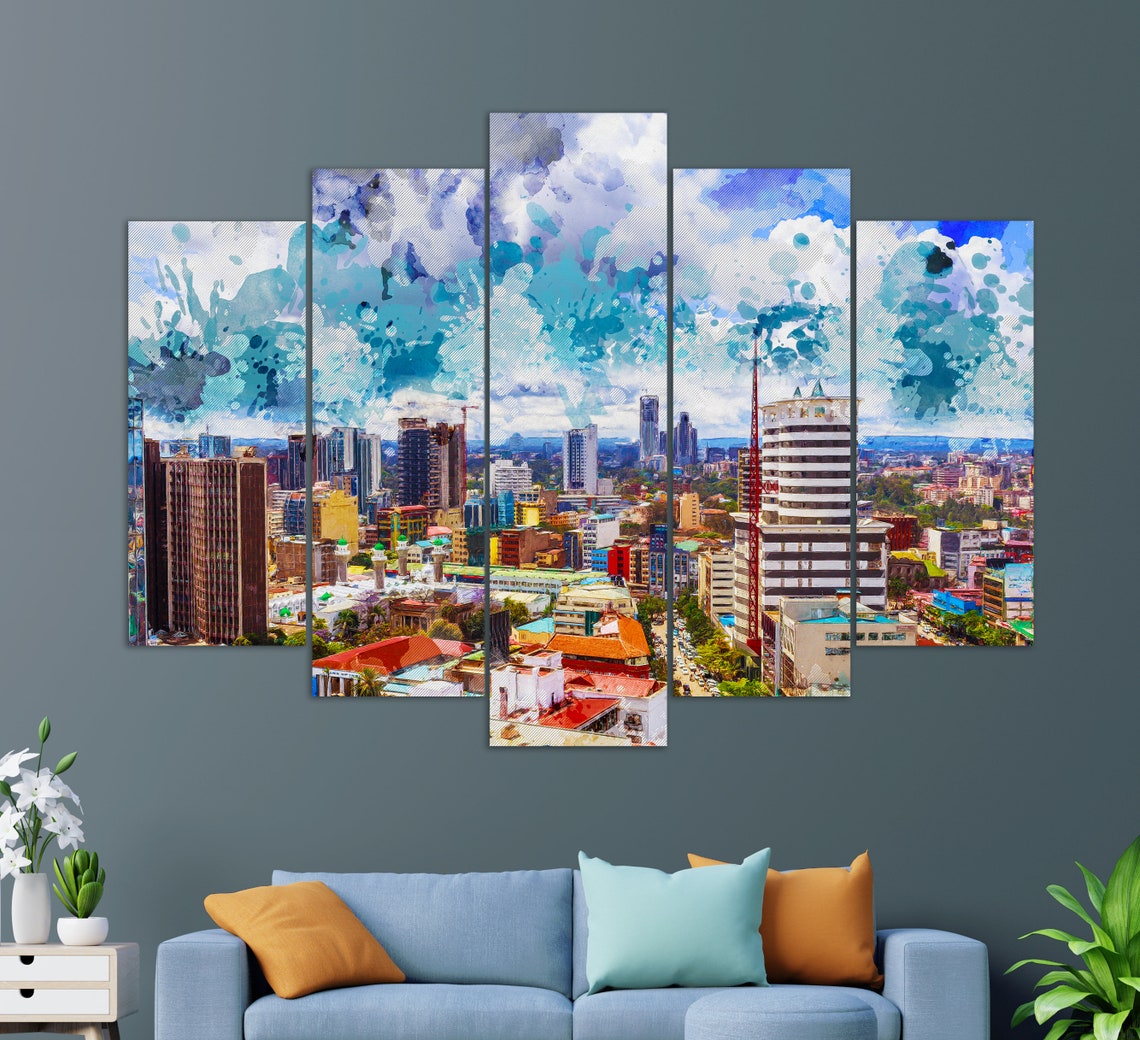 Kenya Wall Art Nairobi Canvas Print Nairobi Painting Kenya Etsy