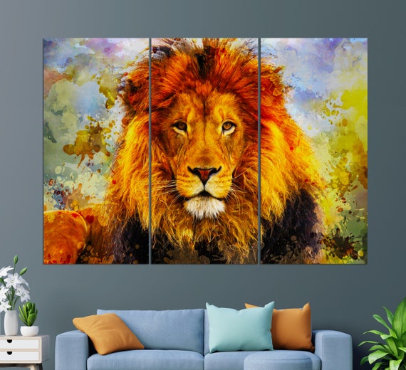 Lion Canvas Art Lion Wall Art Abstract Lion Canvas Print Lion