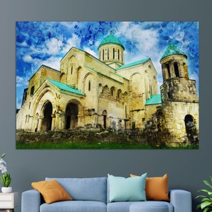 Bagrati Cathedral, Kutaisi Canvas Print, Georgia Wall Art, Kutaisi Painting, Kutaisi Wall Art