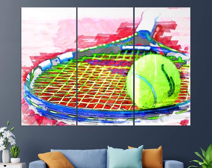 Tennis Wall Art, Abstract Tennis Canvas Print, Tennis Painting, Tennis Gift